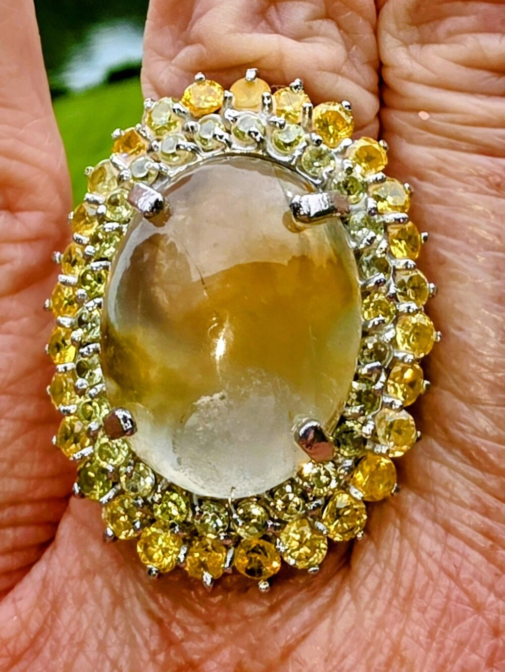Garden Quartz Gemstone Ring W Gorgeous Topaz Accents In 925 Sterling Silver (7)